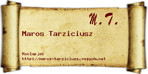 Maros Tarziciusz névjegykártya